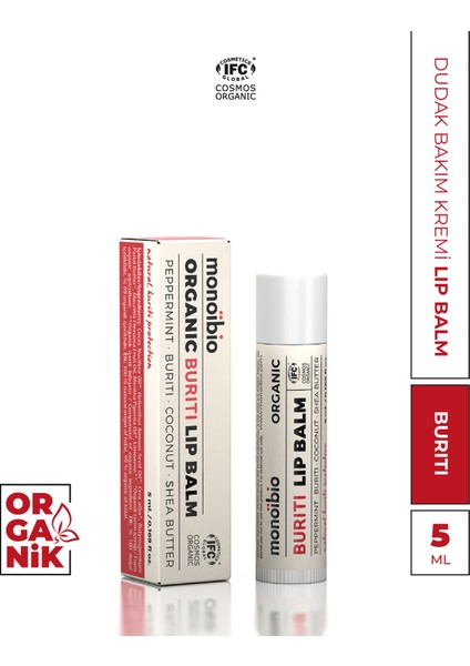 Organik Buriti Dudak Nemlendirici Balm - Kuru Dudaklara Günlük Bakım Kremi
