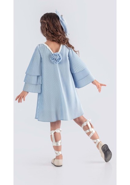 Kız Çocuk Krep Plise Elbise MNK0595
