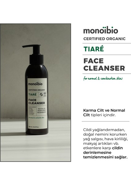 Tiare Normal Karma Ciltlere Özel Organik Yüz Temizleme Jeli - Tüm Ciltler için Uygundur 250 ml