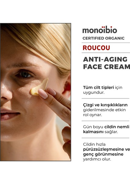 Roucou Anti Aging Organik Sertifikalı Yüz Bakım Kremi - Nemlendirici Vegan Yüz Kremi 50 ml modelleri
