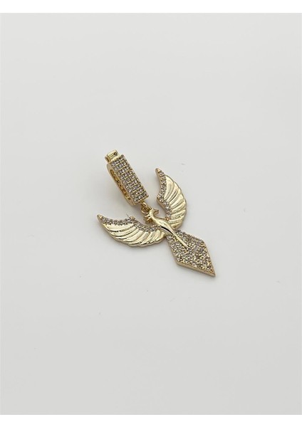 Anka Kuşu Charm, Taş Işlemeli Şık Tasarım (Gold)