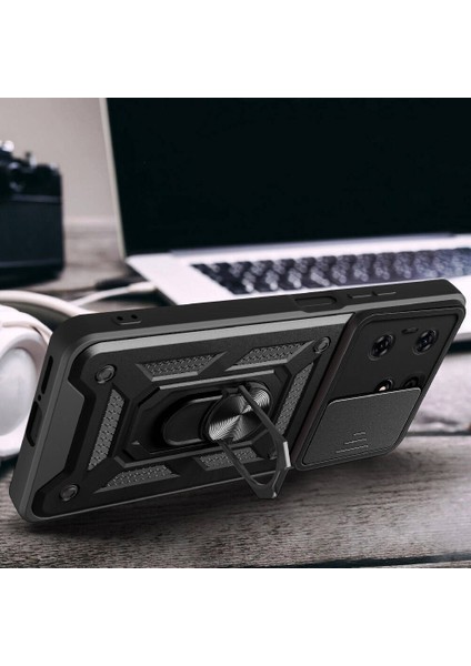 Tecno Spark 10 Pro Kılıf Magnetik Standlı Kamera Korumalı Sürgülü Vega Kapak