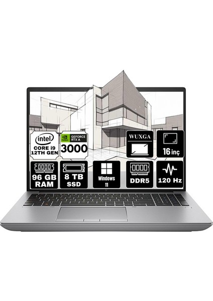 Zbook Fury 16 G9 Intel Core I9-12950HX 96GB 8tb SSD 12GB Rtx A3000 16" Wuxga Windows 11 Pro Taşınabilir Iş Istasyonu 62U62EA-A12