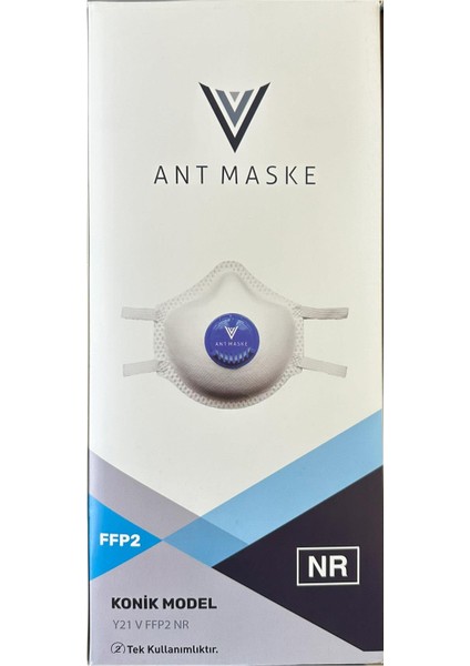 Beyaz Ventilli FFP2 Nr Boya Konik Maske - 25 Adetlik 10 Paket fırsatları