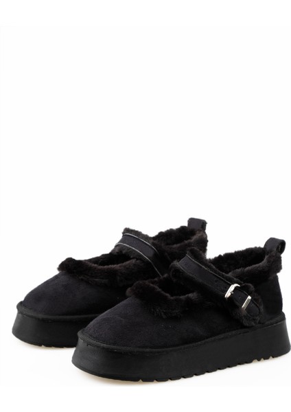 Kadın Kalın Tabanlı Içi Kürklü Peluş Babet Ayakkabı modelleri