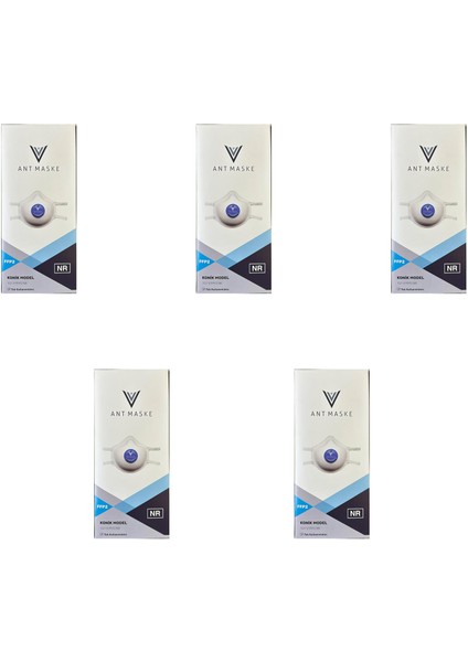 Beyaz Ventilli Ffp2 Nr Toz Iş Güvenlik Sanayi Boya Konik Maske - 25 Adetlik 5 Paket
