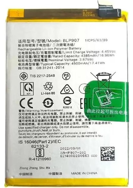 Oppo Reno 8 BLP907 Uyumlu Ithal Pil