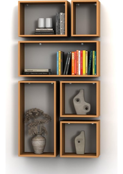 Kutu Raf - Model 2 ( Derinlik 15 cm ) Bambu ( Parlak )