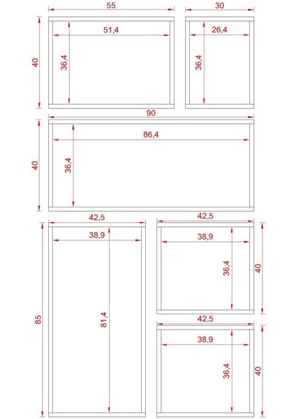 Kutu Raf - Model 2 ( Derinlik 15 cm ) Bambu ( Parlak ) fiyatları