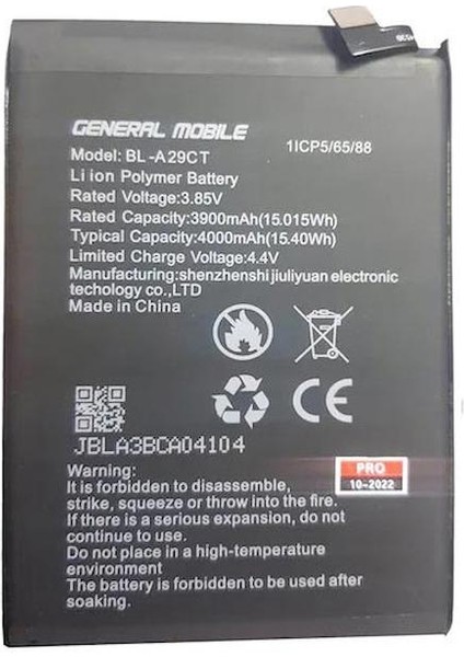 General Mobile GM22 Pro Uyumlu Ithal Pil