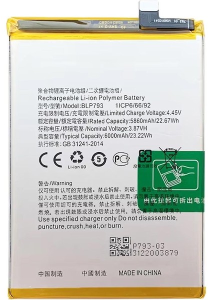 Oppo Realme C25 BLP793 Uyumlu Ithal Pil