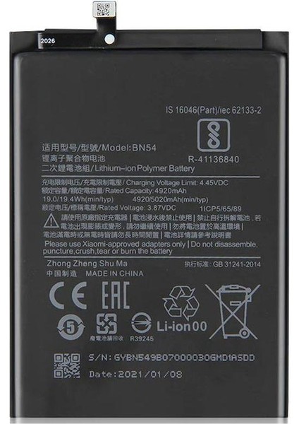 Xiaomi Redmi 10X BN54 Uyumlu Ithal Pil