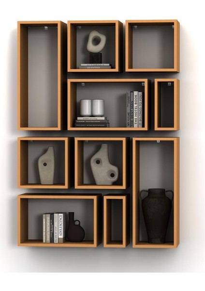 Kutu Raf - Model 9 ( Derinlik 15 cm ) Bambu ( Mat )