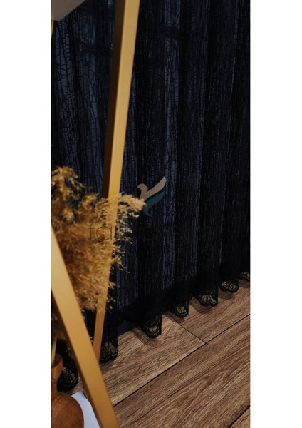 Siyah 2kat Pileli Tül Perde Cam Kırığı Yeni Moda Tül Perde modelleri