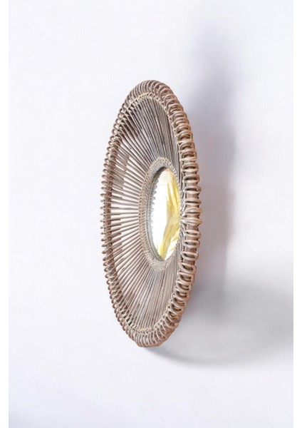 Büyük Doğal Rattan Duvar Aynası El Yapımı Dekoratif ve Modern Tasarım (85 cm ) Oceanpoint