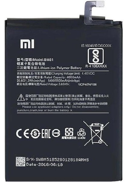 Xiaomi Mi Max 3 BM51 Uyumlu Ithal Pil