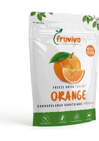 Dondurularak Kurutulmuş Portakal 20 gr, Vegan, Glutensiz Kurutulmuş Meyveler