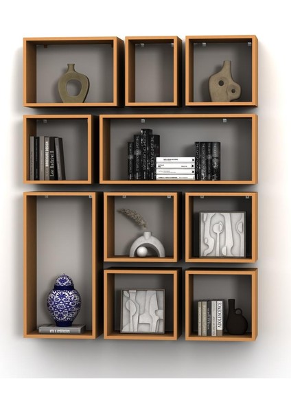 Kutu Raf - Model 4 ( Derinlik 15 cm ) Bambu ( Mat )