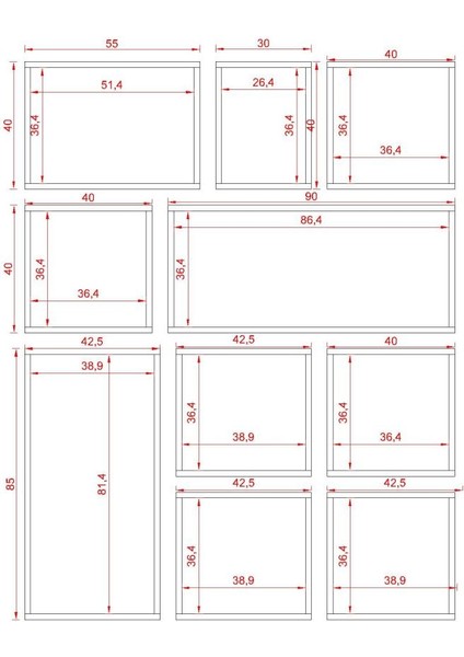 Kutu Raf - Model 4 ( Derinlik 15 cm ) Bambu ( Mat ) fiyatları