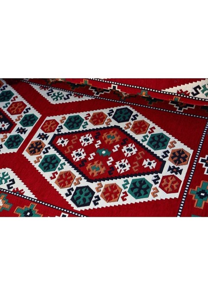 Şark Köşesi Takımı Konsepti Yörük Kırmızı Modeli Koltuk Takımı Sünger Dahil (15 Parça)