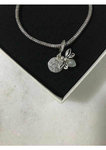 Pandora Charm Karanlıkta Parlayan Ateş Böceği Charm Çelik Kaplama