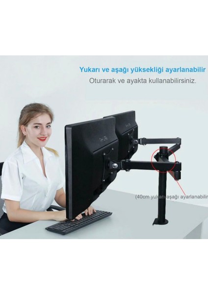 Hareketli Çelik Monitör Tutucu 2'li