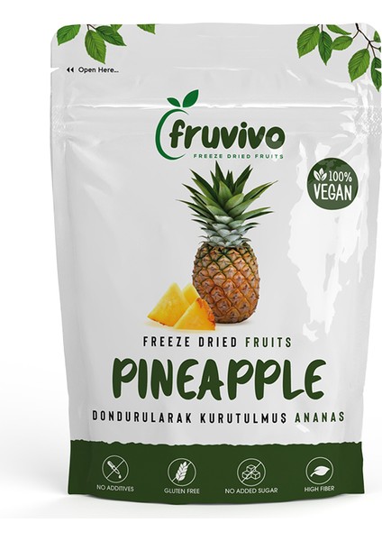 Dondurularak Kurutulmuş Ananas 20 gr, Vegan, Glutensiz Kurutulmuş Meyveler