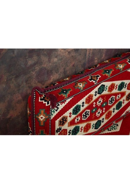Şark Köşesi Takımı Konsepti Yörük Kırmızı Modeli Koltuk Takımı Sünger Dahil (13 Parça)