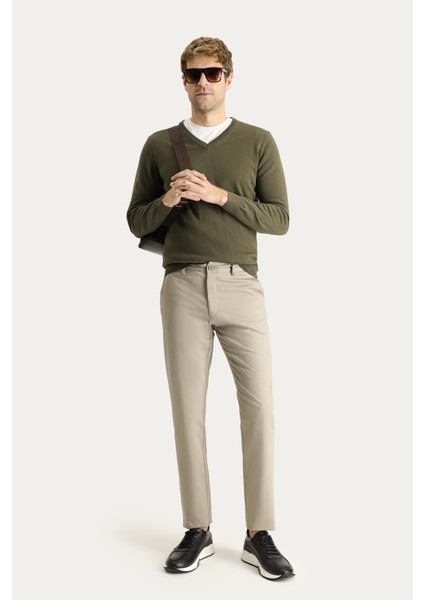 Slim Fit Dar Kesim Likralı Kanvas / Chino Pantolon