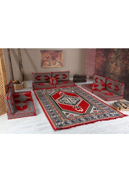 1. Şark Köşesi Takımı Konsepti Yahyalı Kırmızı Modeli Sünger Dahil (13 Parça)