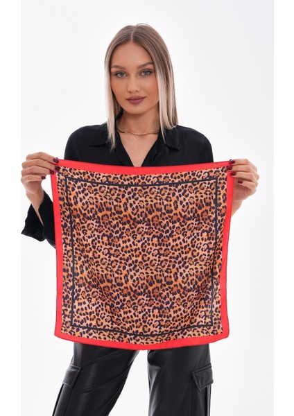 15310 Leopar Desenli Kahverengi Bandana Fular