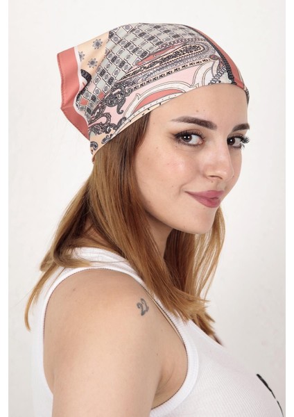 15052 Etnik Desenli Somon Bandana Fular