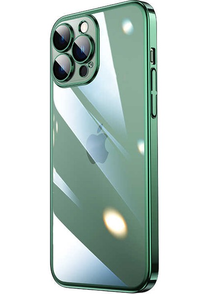 Apple iPhone 13 Pro Kılıf Sert Pc Renkli Çerçeveli Zore Riksos Kapak-Koyu Yeşil