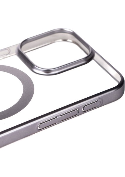 Apple iPhone 15 Pro Kılıf Wireless Şarj Özellikli Sert Pc Zore Mat Riksos Magsafe Kapak-Gümüş fiyatları