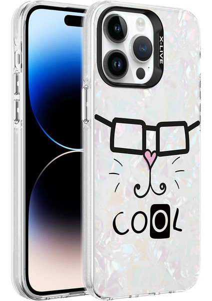 Apple iPhone 14 Pro Max Kılıf Mermer Desenli Zore Marbello Kapak-Beyaz