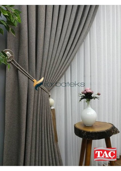 Açık Gri Keten Fon Perde 1e3 Dökümlü Pileli Fon Perde fırsatları