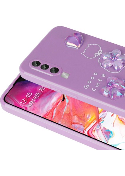 Samsung Galaxy A70 Kılıf Kabartma Figürlü Parlak Zore Toys Silikon Kapak-Pembe