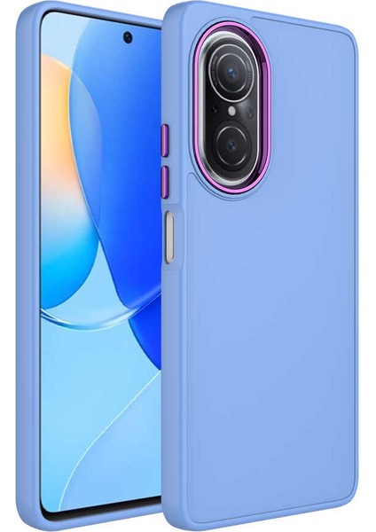 Huawei Nova 9 Se Kılıf Metal Çerçeve ve Buton Tasarımlı Silikon Zore Luna Kapak-Lila