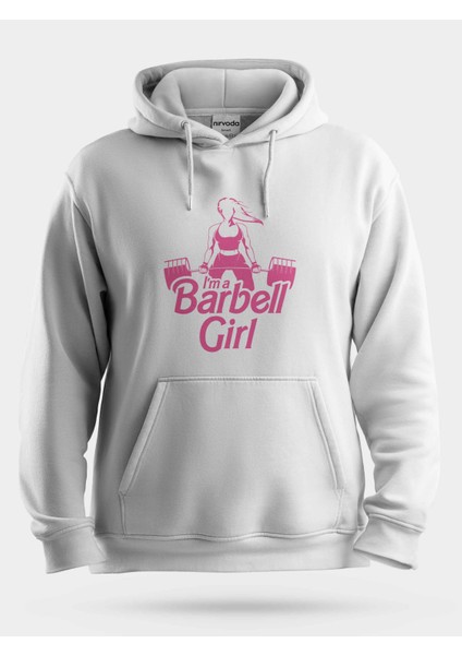 Barbell Girl Fitness Gym Pembe Kız Unisex Kapüşonlu Sweatshirt