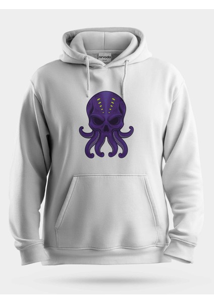 Mor Ahtapot Unisex Kapüşonlu Sweatshirt