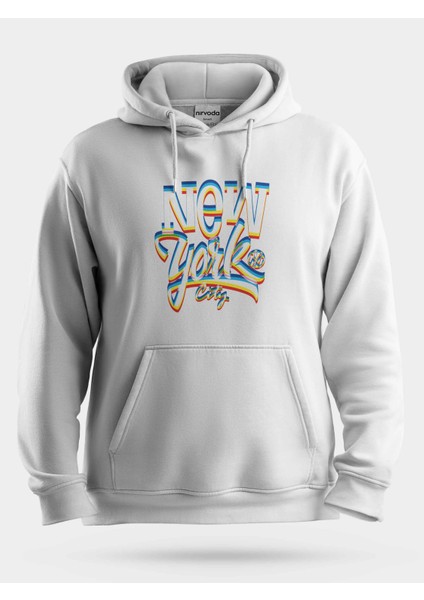 New York Bulanık Unisex Kapüşonlu Sweatshirt