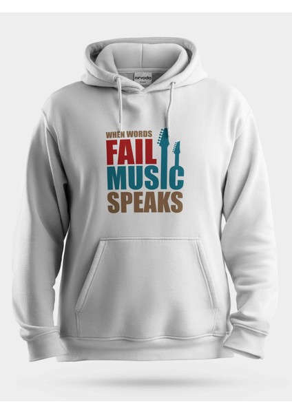 Renkli Müzik Yazılı Unisex Kapüşonlu Sweatshirt