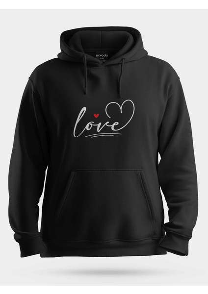 Love Minimal Kalp Unisex Kapüşonlu Sweatshirt