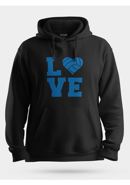 Love Voleybol Logo Unisex Kapüşonlu Sweatshirt