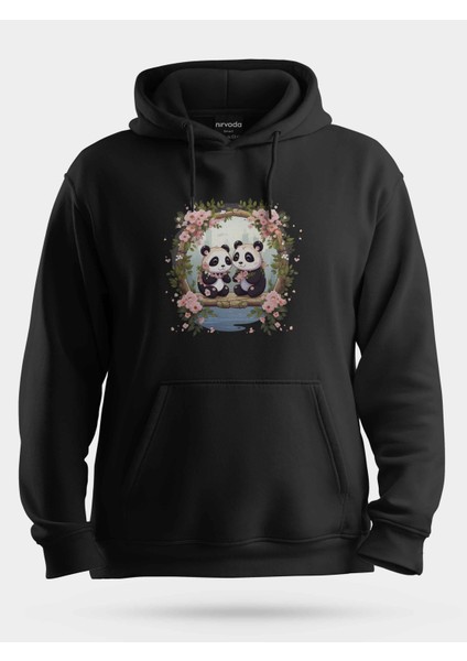 Mutlu Pandalar Unisex Kapüşonlu Sweatshirt