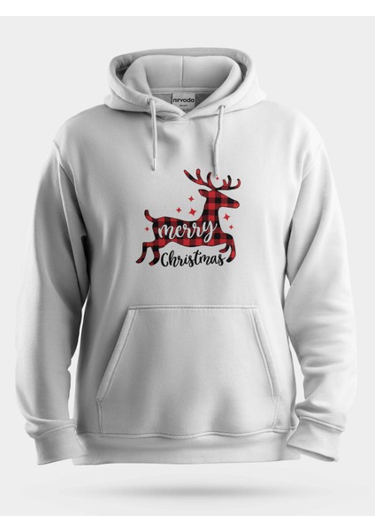Merry Christmas Yılbaşı Geyiği Unisex Kapüşonlu Sweatshirt