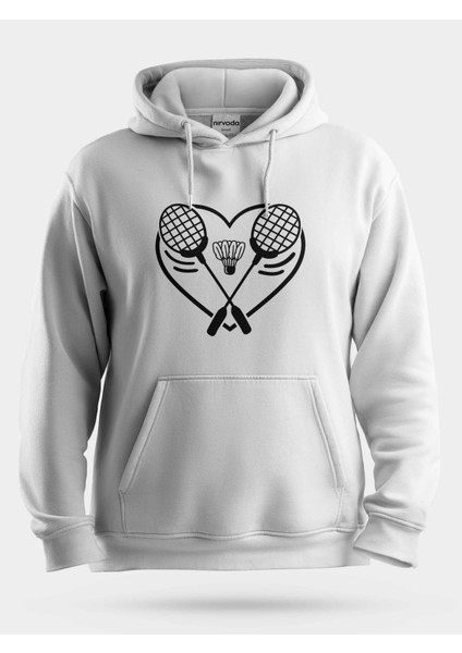 Badminton Kalp Unisex Kapüşonlu Sweatshirt