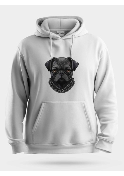 Gotik Pug Unisex Kapüşonlu Sweatshirt
