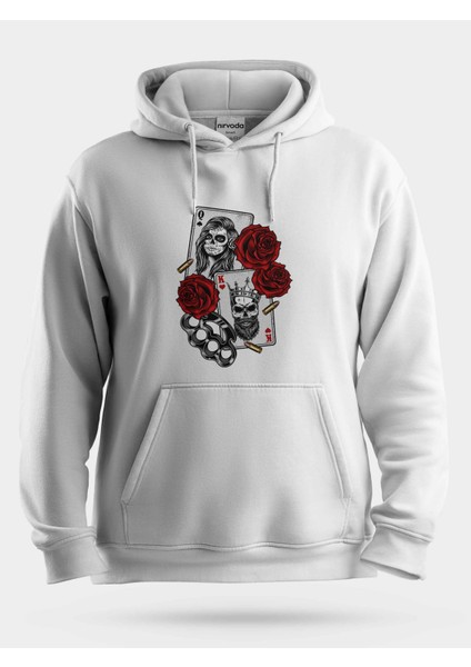 Gangsta Gotik Papaz Kız Iskambil Unisex Kapüşonlu Sweatshirt