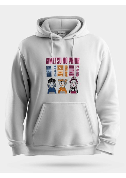 Geisha Inosuke Zenitsu Tanjiro Iblis Avcısı Kimetsu No Yaiba Unisex Kapüşonlu Sweatshirt